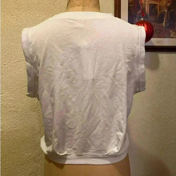 iGENJUN White Crew Neck Rolled Sleeves Pleated Hem Top NWT Size XL - Picture 5 of 9